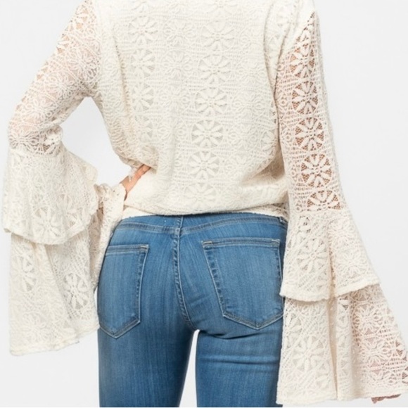 Hummingbird crocheted top with butterfly sleeves - EUC - Picture 6 of 7